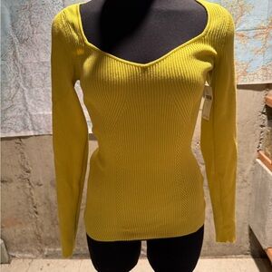 Anthropologie Yellow Ribbed Knit Top